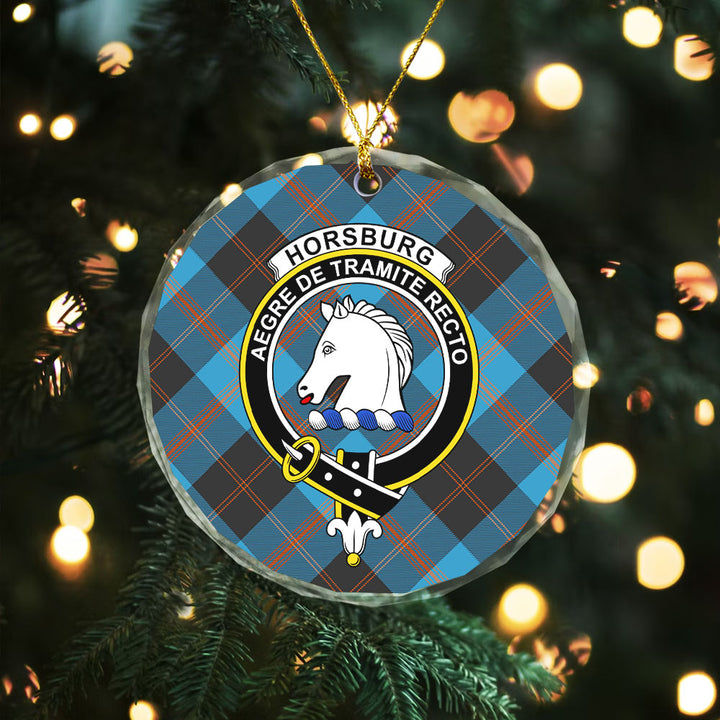 Horsburgh Clan Badge Tartan Glass Ornament