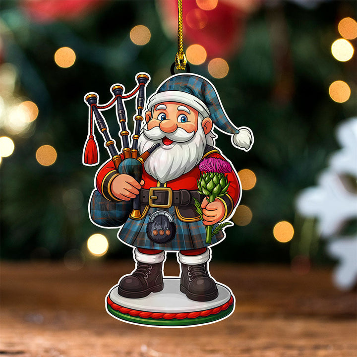 Horsburgh Clan Badge Tartan Wood Acrylic Ornament Scottish Santa Claus Bagpipe
