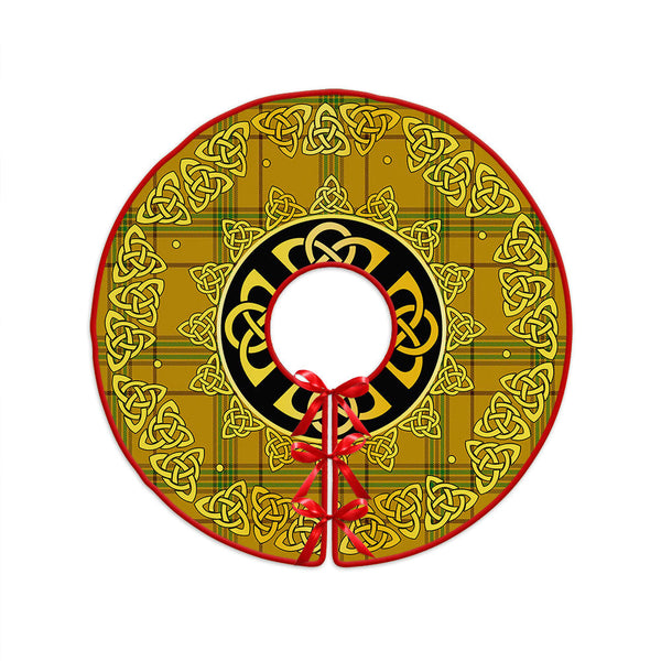 Houston Clan Badge Tartan Christmas Tree Skirt Golden Celtic Heritage