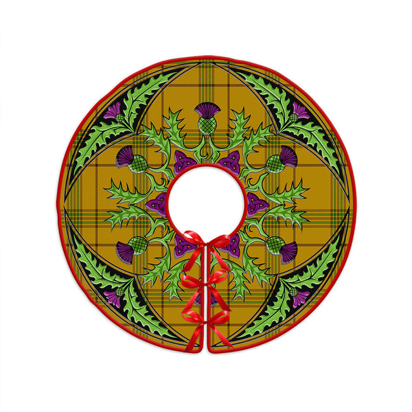 Houston Clan Badge Tartan Christmas Tree Skirt Scottish Thistle Design