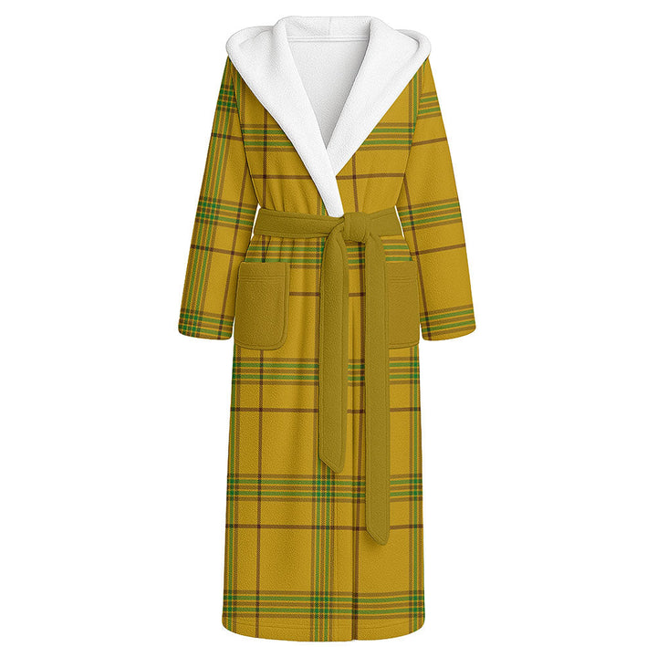 Houston Clan Badge Tartan Flannel Hooded Bathrobe
