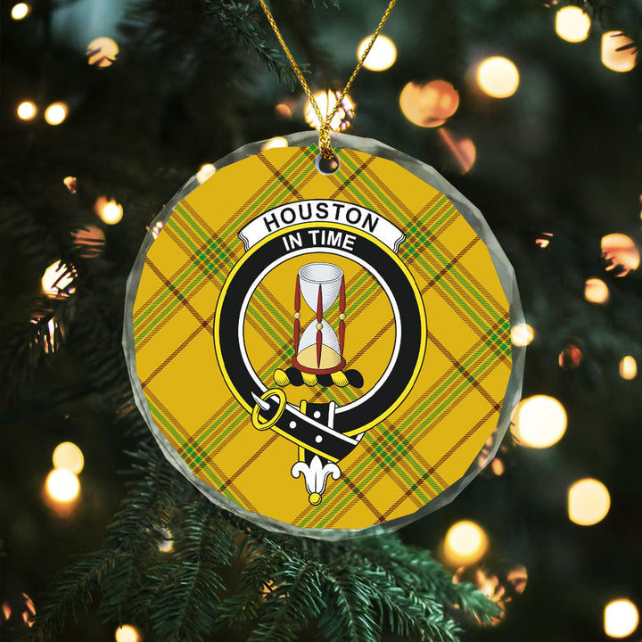 Houston Clan Badge Tartan Glass Ornament