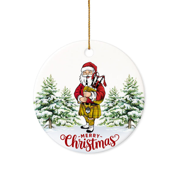 Houston Tartan Ceramic Ornament Santa