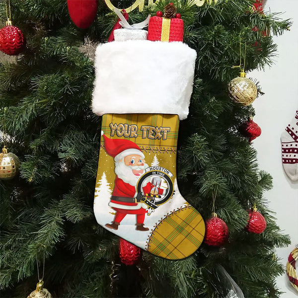 Houston Clan Badge Tartan Christmas Stocking Holiday Blessings Merry Christmas Joy