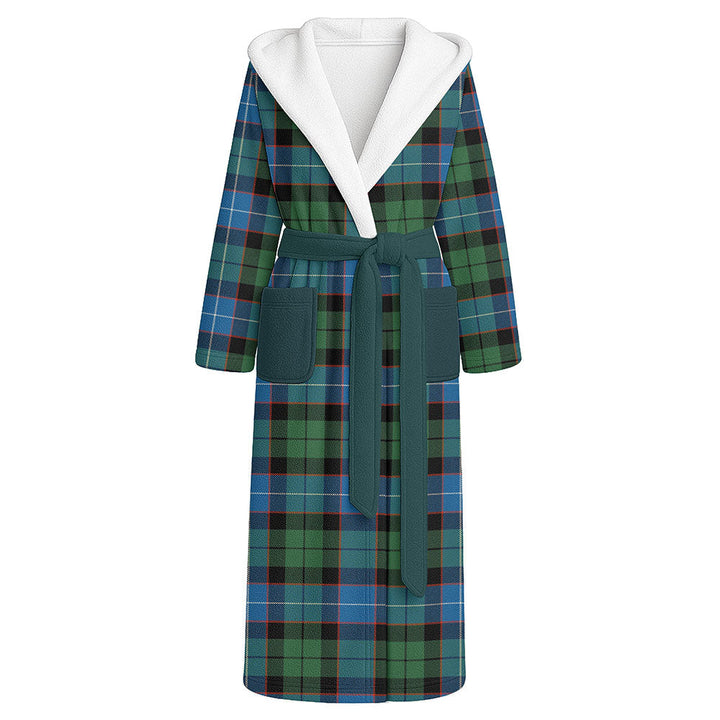 Hunter Ancient Clan Badge Tartan Flannel Hooded Bathrobe