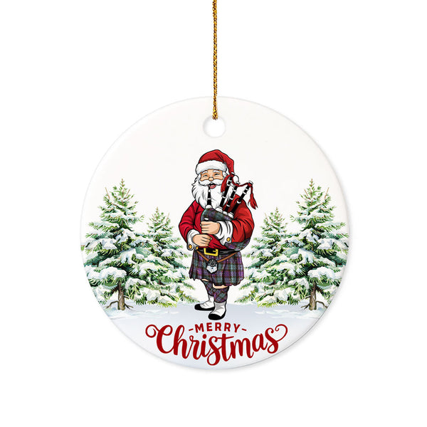 Hunter Weathered Tartan Ceramic Ornament Santa