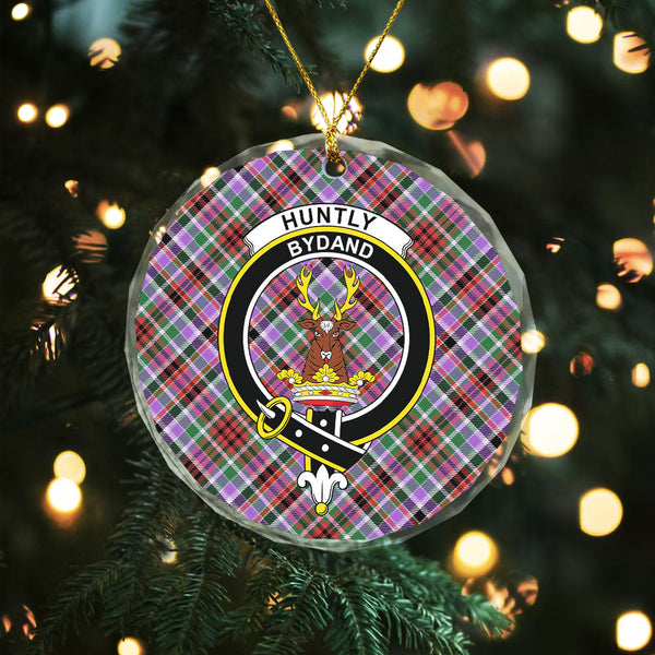 Huntly Ancient Clan Badge Tartan Glass Ornament