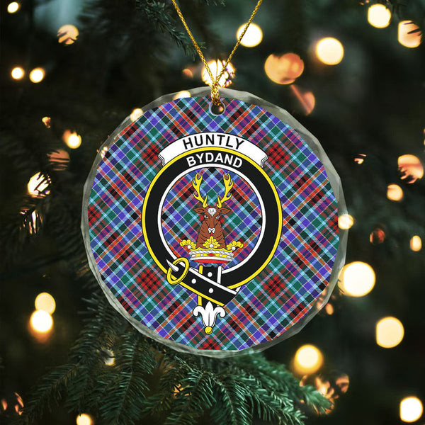 Huntly Modern Clan Badge Tartan Glass Ornament