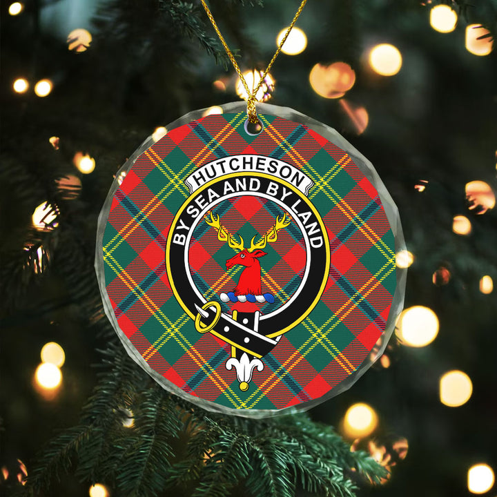 Hutcheson Modern Clan Badge Tartan Glass Ornament