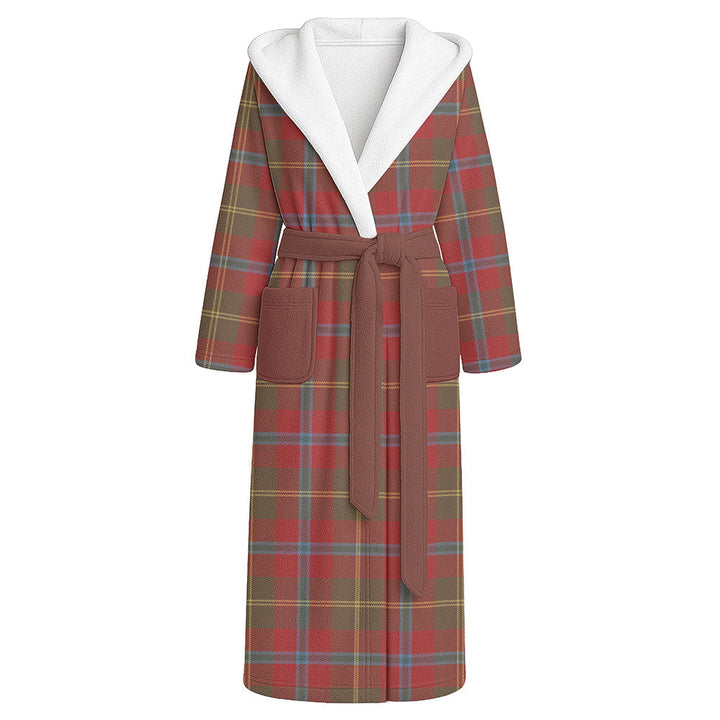 Hutcheson Weathered Clan Badge Tartan Flannel Hooded Bathrobe