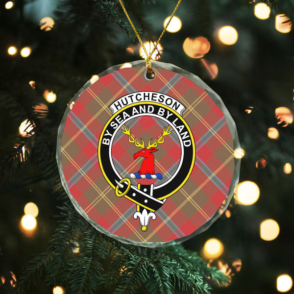 Hutcheson Weathered Clan Badge Tartan Glass Ornament