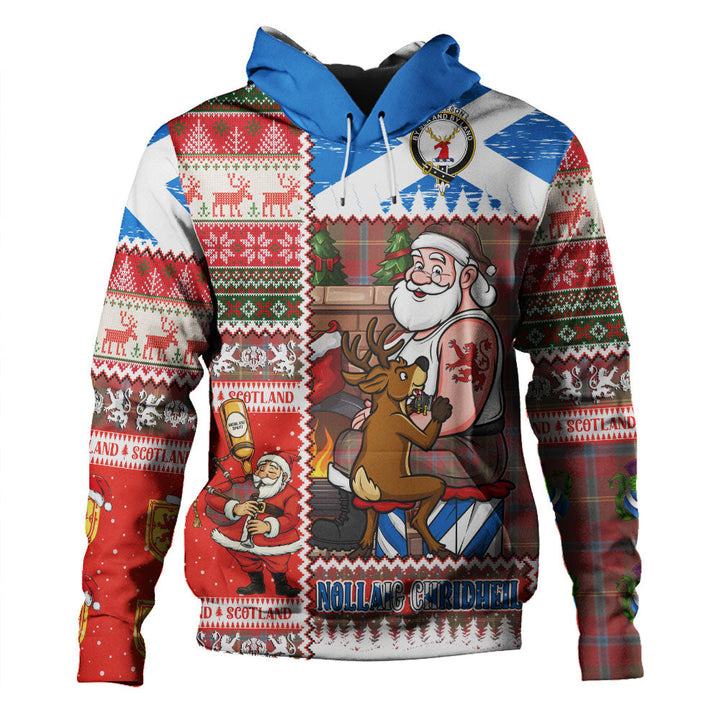 Hutcheson Weathered Clan Badge Tartan Hoodie Scottish Santa Tattoo Christmas Comic Patchwork Style