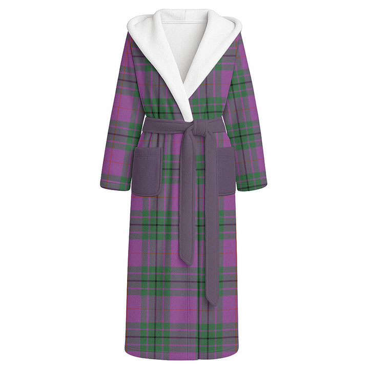 Hutton Ancient Clan Badge Tartan Flannel Hooded Bathrobe