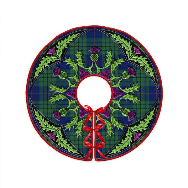 Hutton Modern Clan Badge Tartan Christmas Tree Skirt Scottish Thistle Design