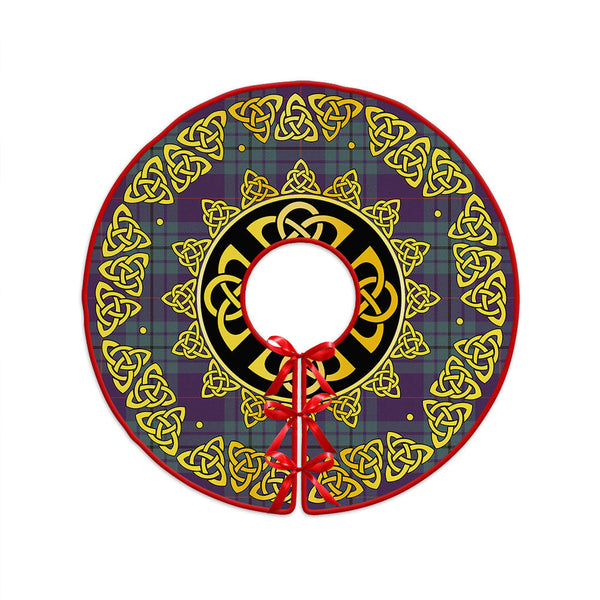 Hutton Weathered Clan Badge Tartan Christmas Tree Skirt Golden Celtic Heritage