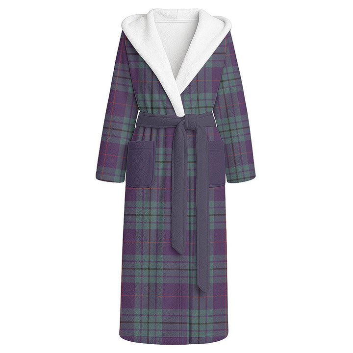 Hutton Weathered Clan Badge Tartan Flannel Hooded Bathrobe