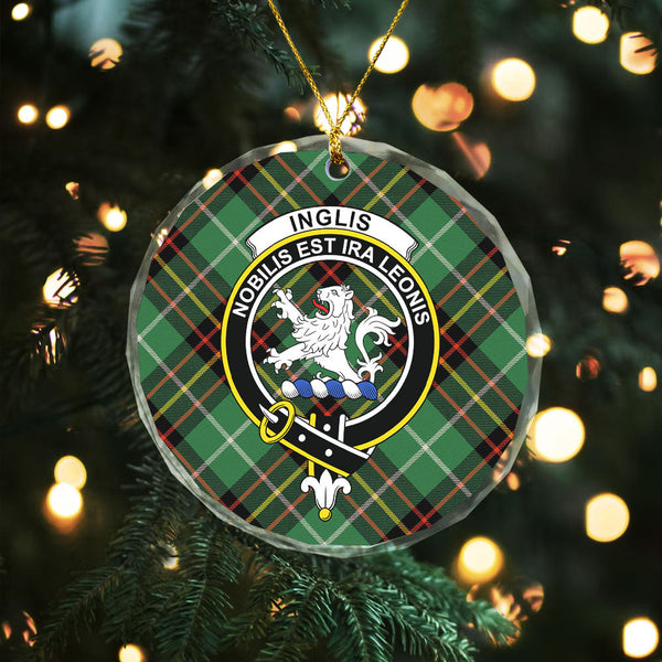 Inglis Ancient Clan Badge Tartan Glass Ornament