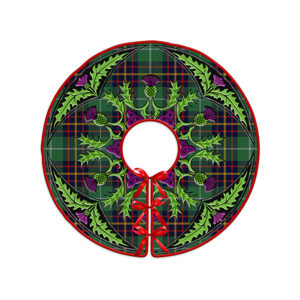 Inglis Modern Clan Badge Tartan Christmas Tree Skirt Scottish Thistle Design
