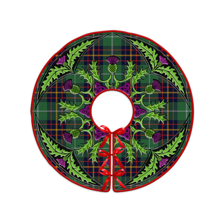 Inglis Modern Clan Badge Tartan Christmas Tree Skirt Scottish Thistle Design