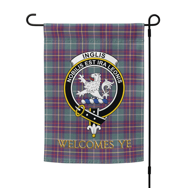 Inglis Weathered Clan Badge Tartan Garden Flag