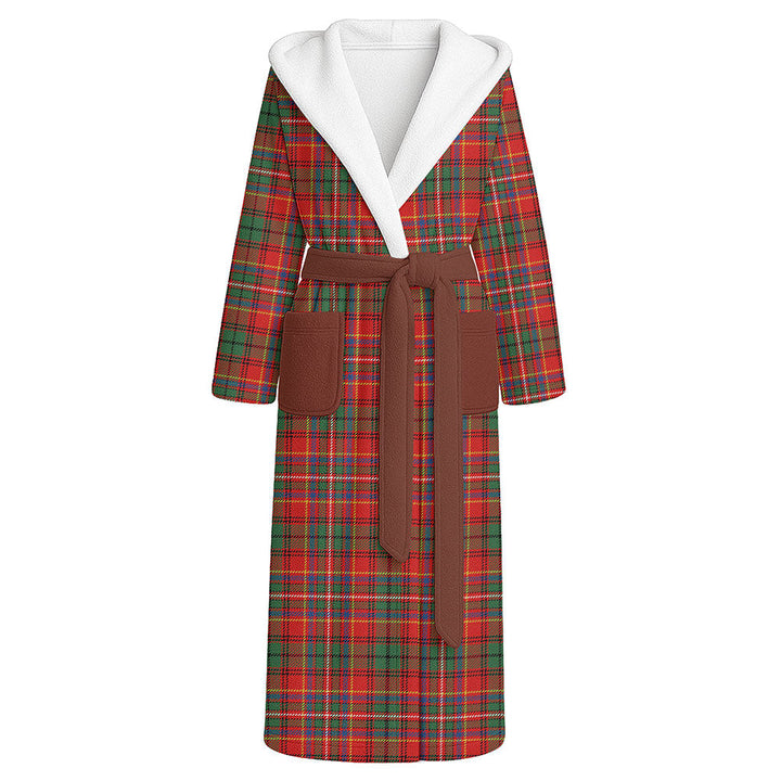 Innes Clan Badge Tartan Flannel Hooded Bathrobe