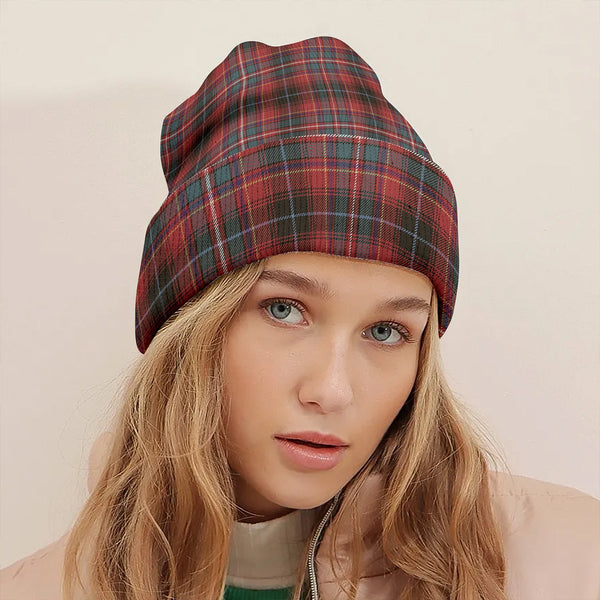 Innes Red Weathered Clan Badge Tartan Knitted Beanie