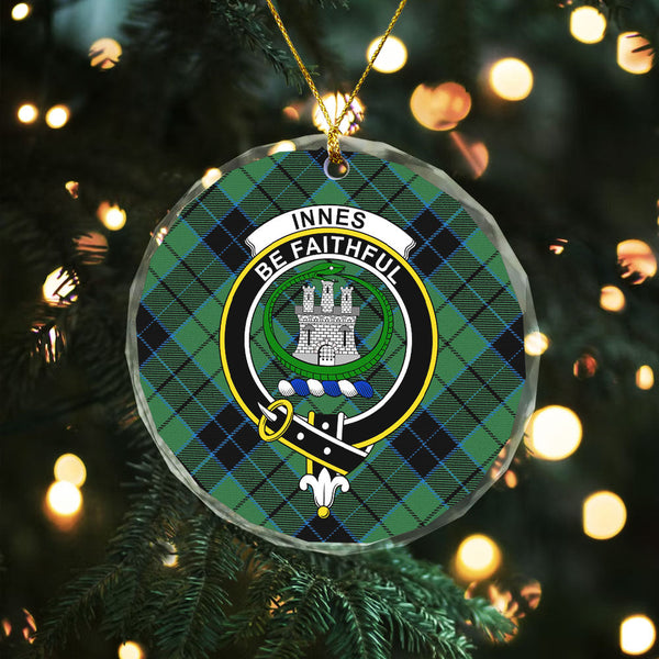 Innes (Georgina) Clan Badge Tartan Glass Ornament