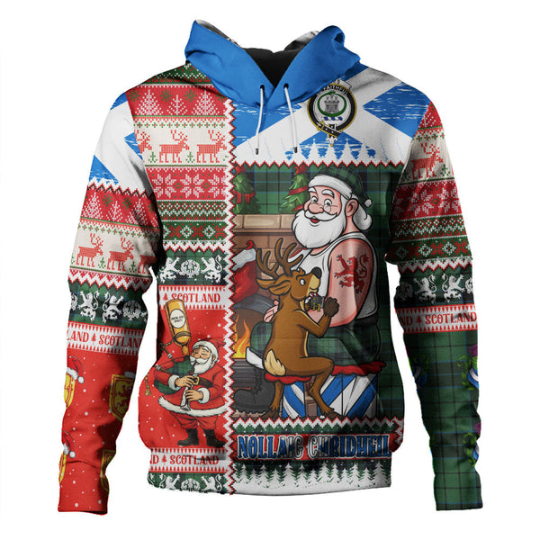 Innes (Georgina) Clan Badge Tartan Hoodie Scottish Santa Tattoo Christmas Comic Patchwork Style