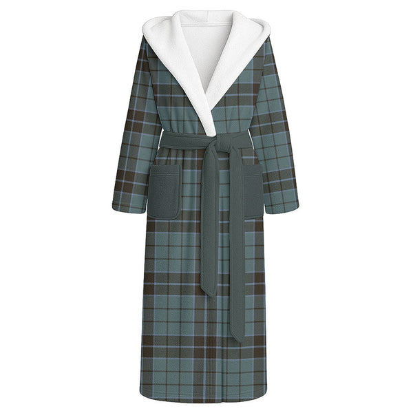 Innes (Georgina) Weathered Clan Badge Tartan Flannel Hooded Bathrobe
