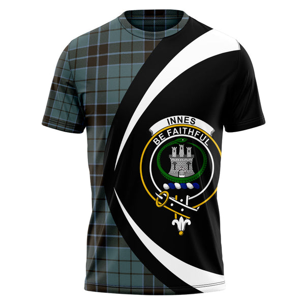 Innes (Georgina) Weathered Clan Badge Tartan T-Shirt Circle Style Personalized