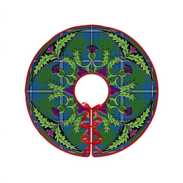 Irvine Ancient Clan Badge Tartan Christmas Tree Skirt Scottish Thistle Design