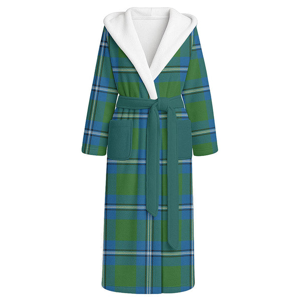 Irvine Ancient Clan Badge Tartan Flannel Hooded Bathrobe