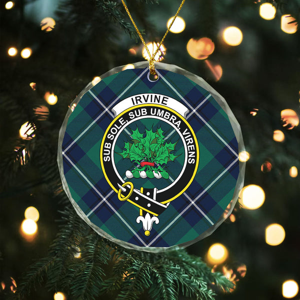 Irvine Modern Clan Badge Tartan Glass Ornament