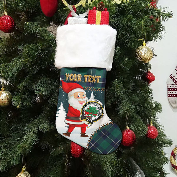 Irvine Modern Clan Badge Tartan Christmas Stocking Holiday Blessings Merry Christmas Joy