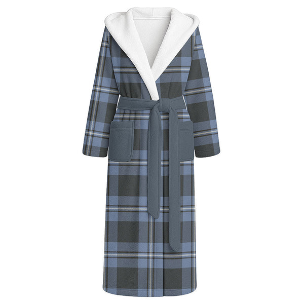 Irvine Weathered Clan Badge Tartan Flannel Hooded Bathrobe