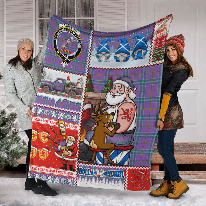 Jackson Ancient Clan Badge Tartan Blanket Scotland Santa Tattoo Christmas Comic Patchwork Style