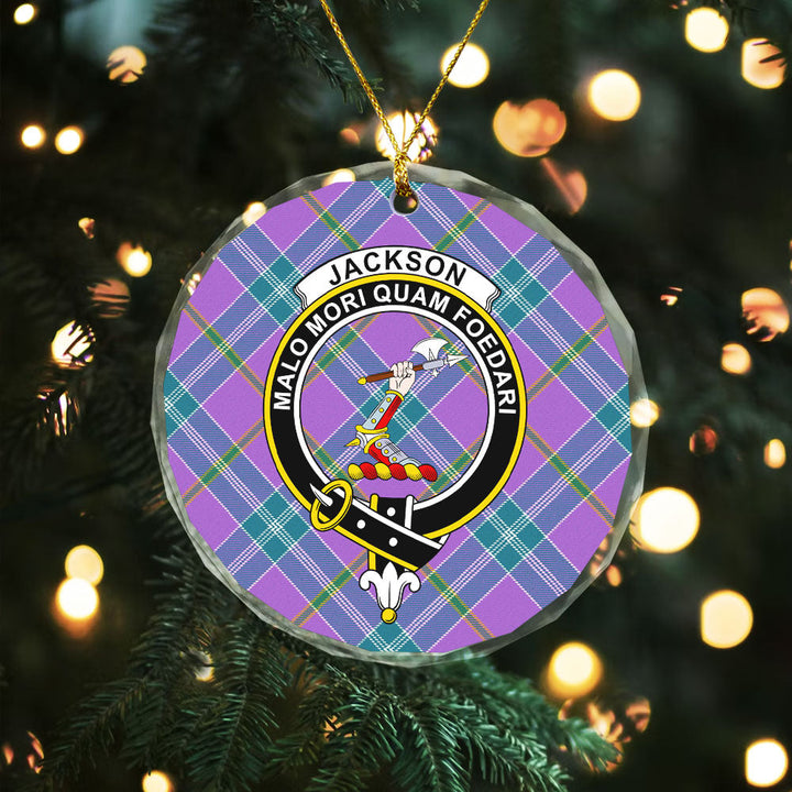 Jackson Ancient Clan Badge Tartan Glass Ornament