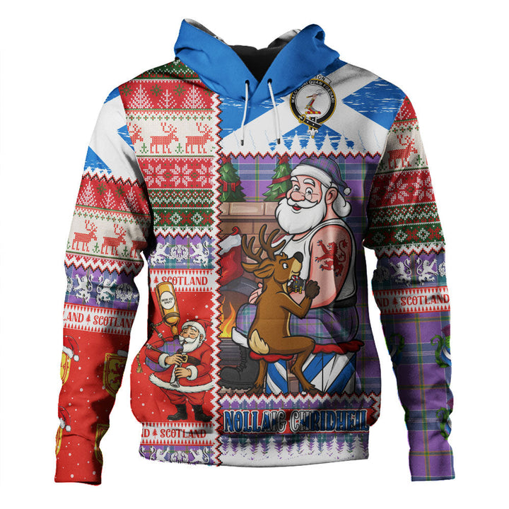Jackson Ancient Clan Badge Tartan Hoodie Scottish Santa Tattoo Christmas Comic Patchwork Style