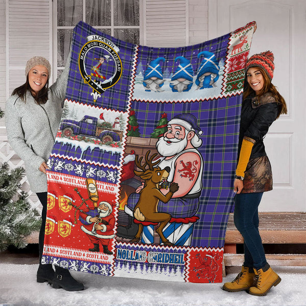 Jackson Modern Clan Badge Tartan Blanket Scotland Santa Tattoo Christmas Comic Patchwork Style