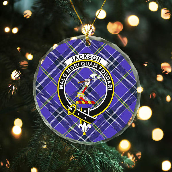 Jackson Modern Clan Badge Tartan Glass Ornament
