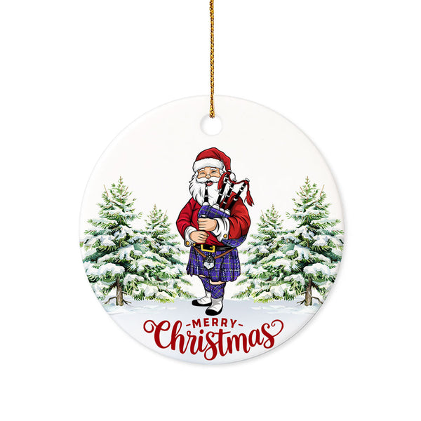 Jackson Modern Tartan Ceramic Ornament Santa