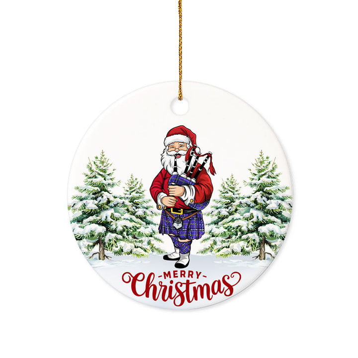 Jackson Modern Tartan Ceramic Ornament Santa