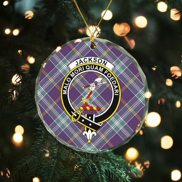 Jackson Weathered Clan Badge Tartan Glass Ornament