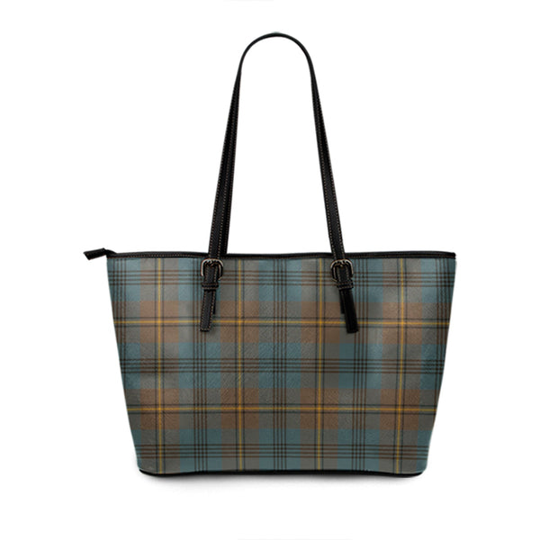 Johnstone Clans Originaux (Johnson Clans Originaux) Weathered Tartan Leather Tote Bag