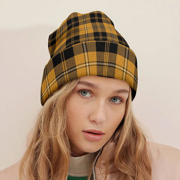 Johnstone Orange Black (Johnson Orange Black) Tartan Knitted Beanie