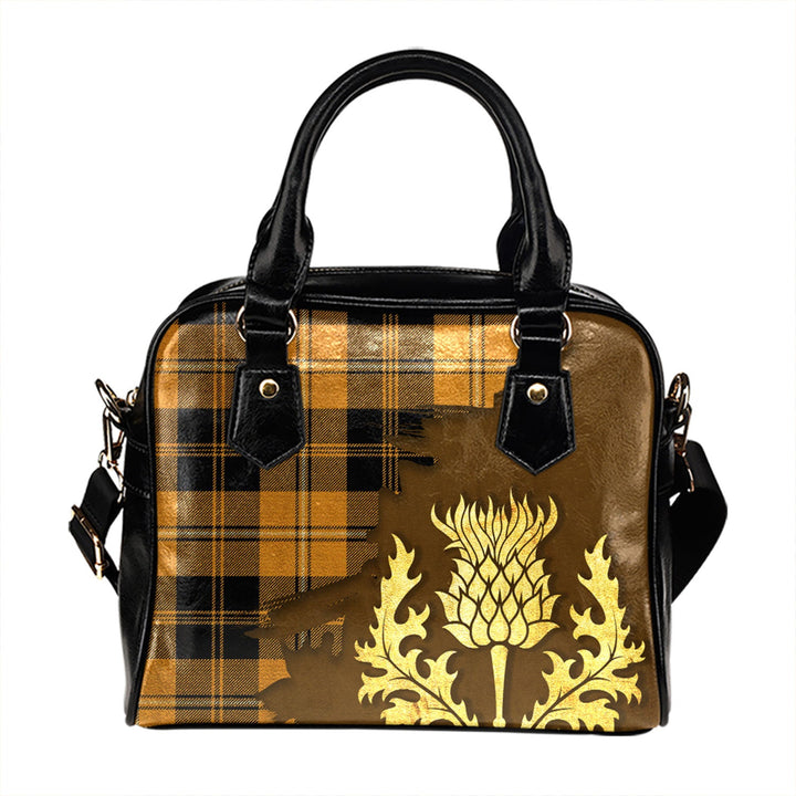 Johnstone Orange Black (Johnson Orange Black) Tartan Shoulder Handbag Thistle Oldest Style