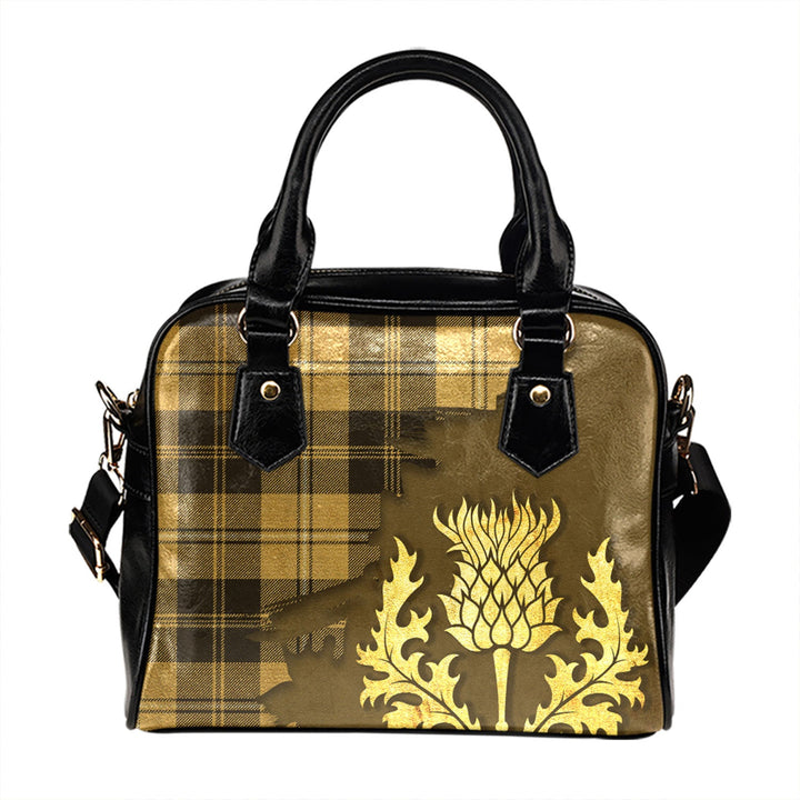 Johnstone Orange Black (Johnson Orange Black) Weathered Tartan Shoulder Handbag Thistle Oldest Style