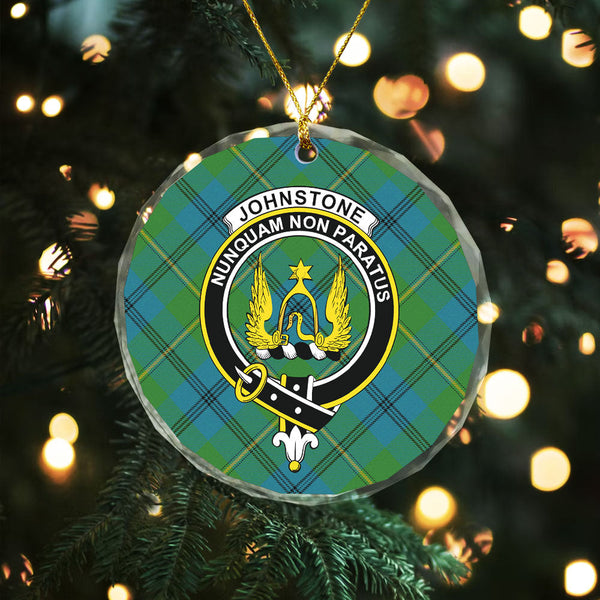 Johnstone (Johnson) Ancient Clan Badge Tartan Glass Ornament