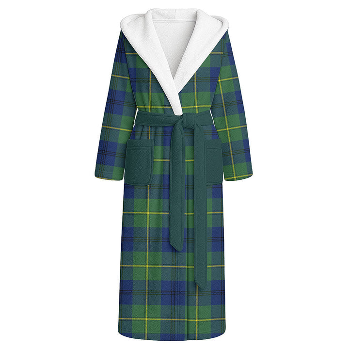 Johnstone (Johnson) Modern Clan Badge Tartan Flannel Hooded Bathrobe