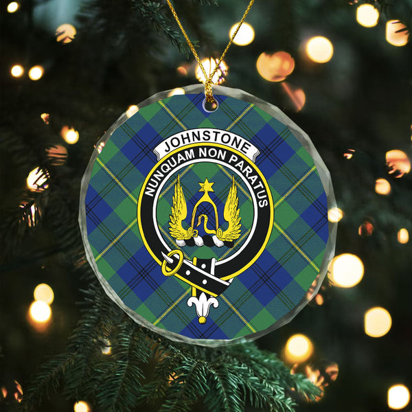 Johnstone (Johnson) Modern Clan Badge Tartan Glass Ornament